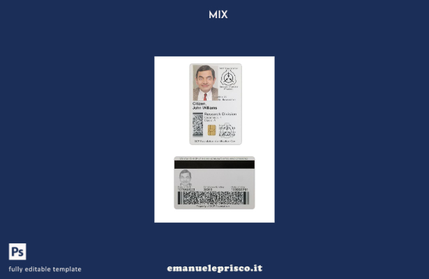Modello di carta d'identità SCP USA in stile verificato